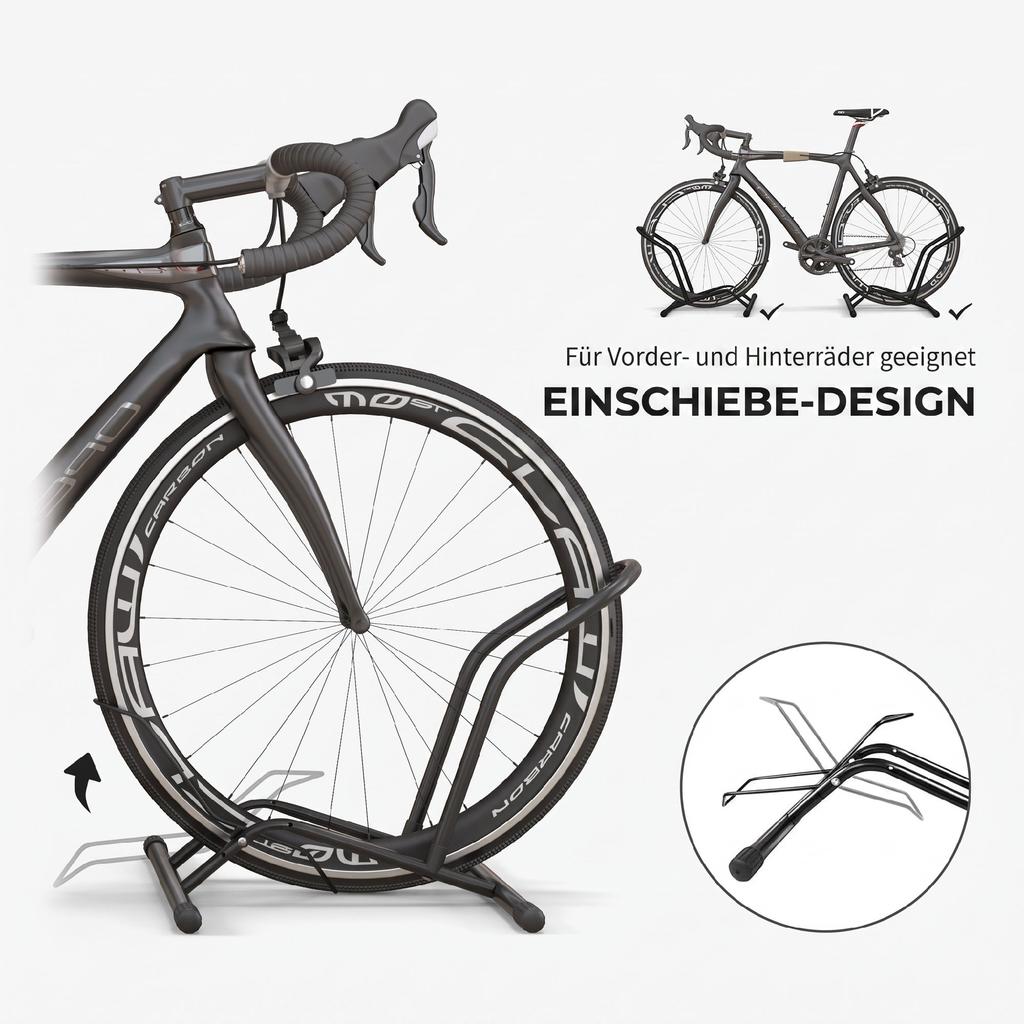 Portable Bike Floor Stand, Freestanding Bike Rack for 16"-29" Kid's/Mountain/Road Bikes Home Garages Use