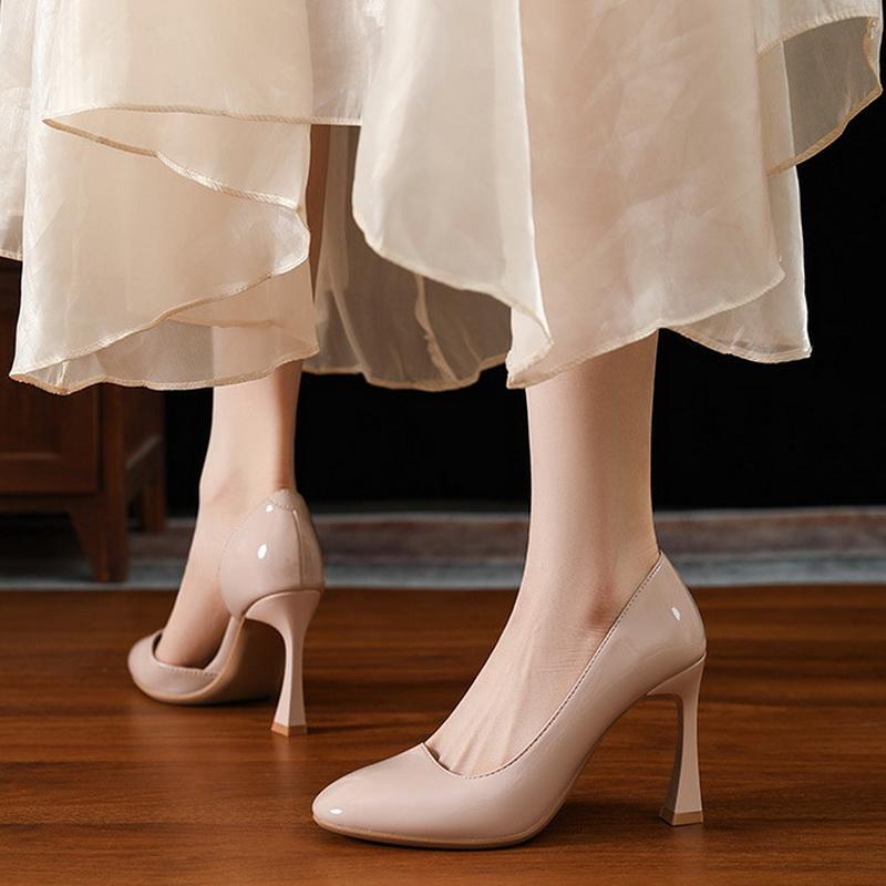 

Women Round Toe High Thin Heel Shoes Side Hollow Shallow Mouth Single Shoes for Office Banquet Nightclub Party Wedding Catwalk 34 телесный