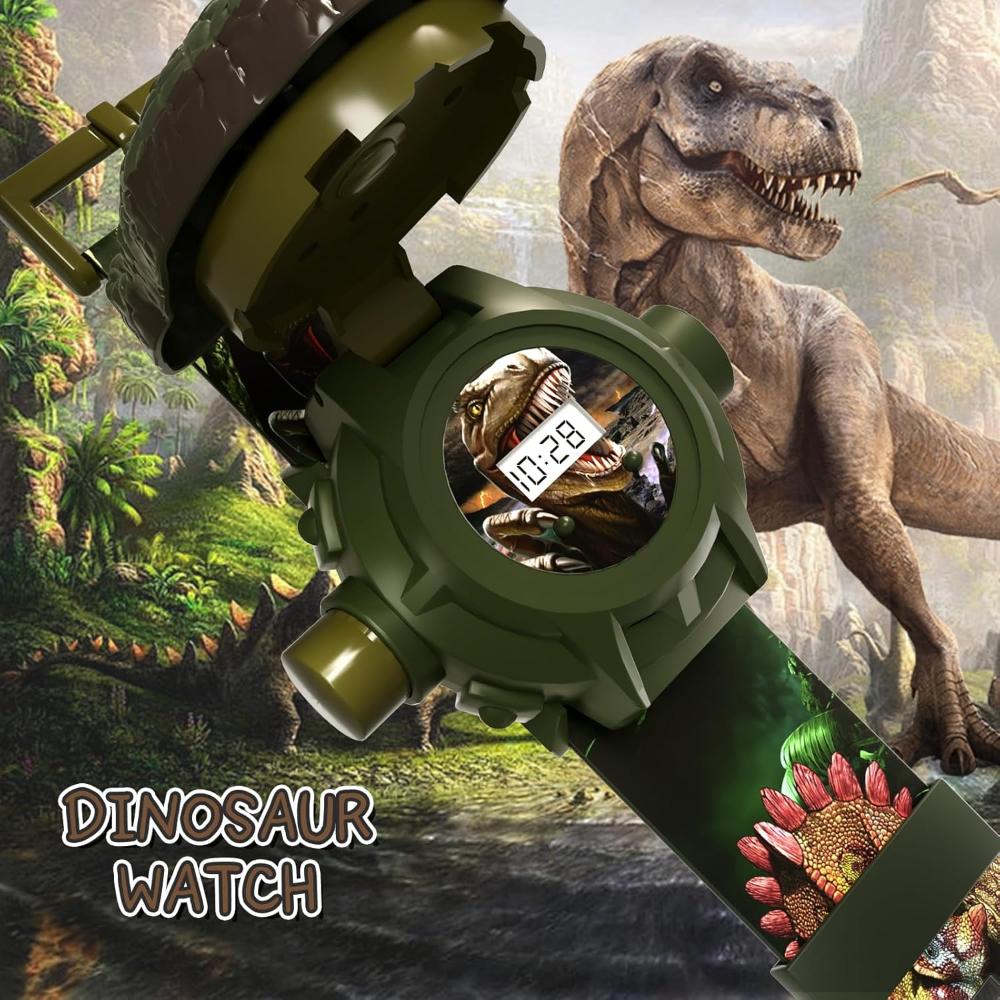 Children Dinosaur Projection Watch Toy, Electronic Watch, Adjustable Digital Screen 3D Cartoon Patterns Boy Girl Christmas Gift