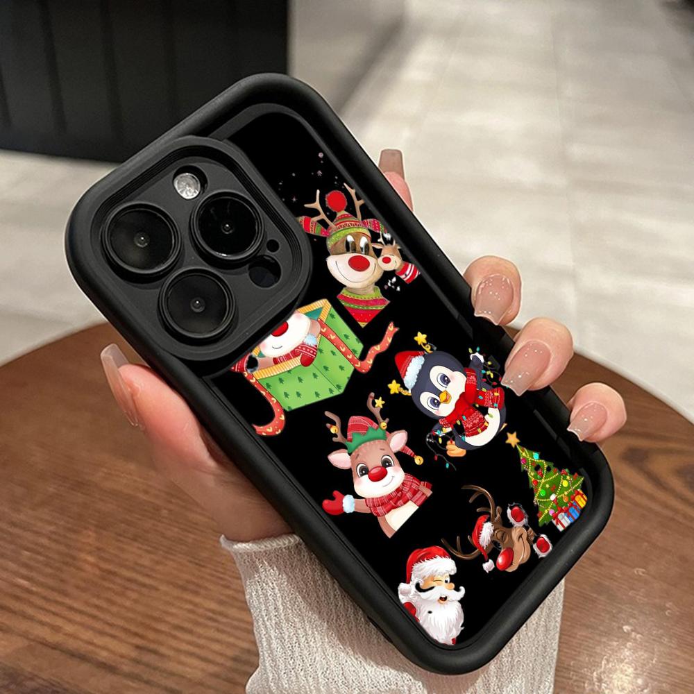 Ae109 Happy New Year Merry Christmas art Phone Cases for iPhone 16 14 13 11 Pro Max 15 7 8 6s Plus 12 mini XR XS Max Angel Eye Ladder Protective Cover