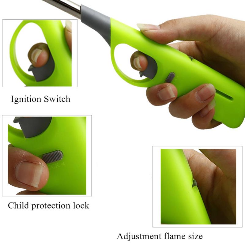 Butanlighter Påfyllbar Flerbruks for Kjøkken Peis Pilotlys Grillovn Plast Stearinlys Tennere Farge Tilfeldig