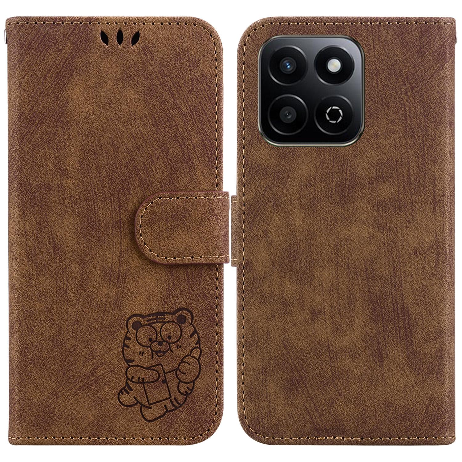 For Honor Play 60 Plus 5G Shockproof Case Tiger Imprint Leather Wallet Phone Cover A