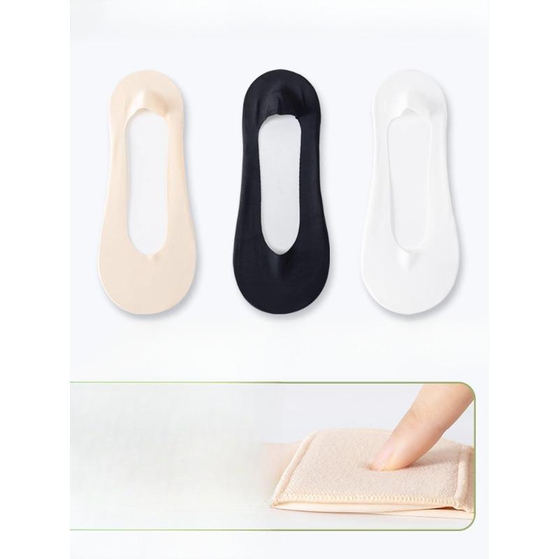 3 Pairs of Female Summer Thin Cotton Non Drop with Anti Skating Silk Shallow Mouth Invisible Deodorant Sweat Socks