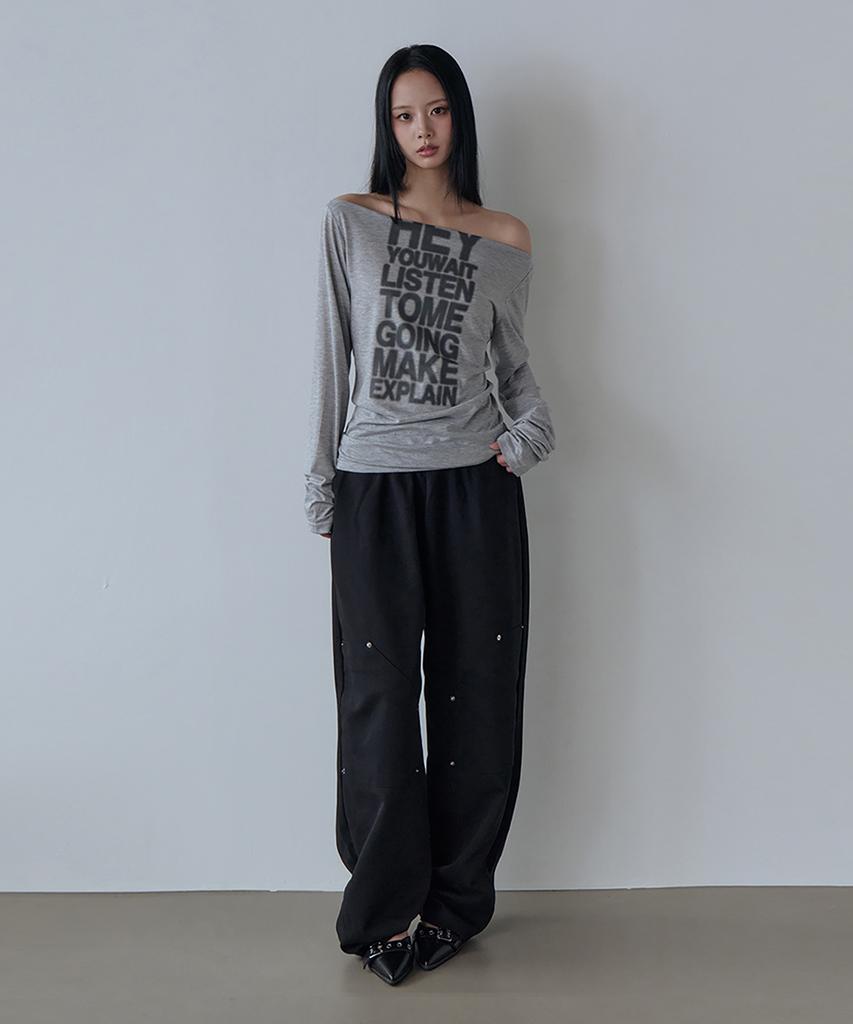5OML Hey Off-Shoulder Long Sleeve (Melange Gray)