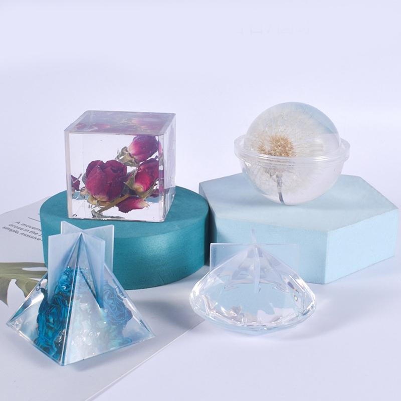 Square Resin Molds Different Shape Cube Silicone Molds Resin Casting Molds for DIY Art Resin Candle Soap Making Craft
