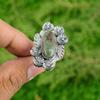 Natural Tibetan Turquoise Stackable Flower Blue Adjustable Ring 925 Silver