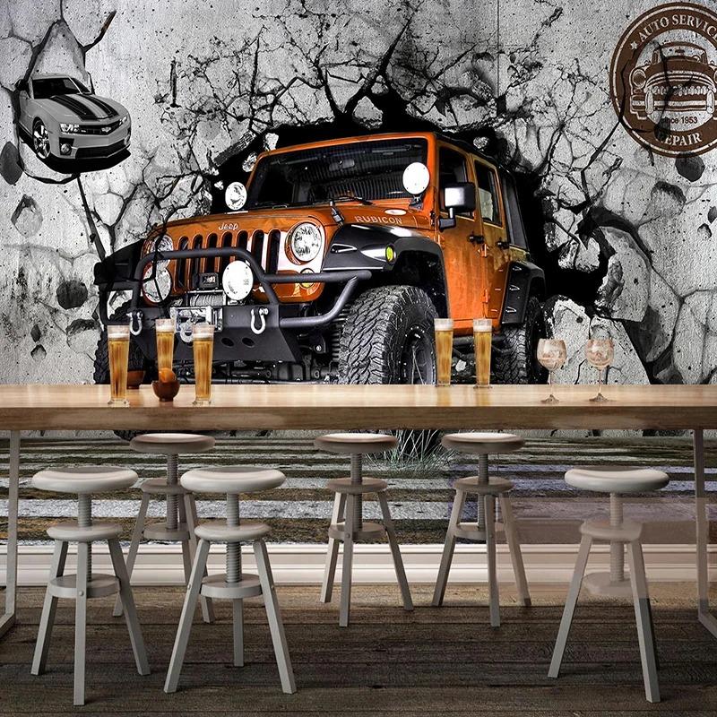 Photo Wallpaper 3d Retro Cartoon Car Wall Murals Restaurant Cafe Backdrop Murals Home Decor