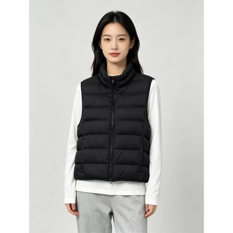 Womens Short Puffer Vest With Stand Collar 50% White Duck Down 9 Colors Loose Fit Fall Winter Outerwear