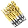 6PCS High Speed Steel 6.35mm Hex Shank Tap Drill Bit Compound Tap M3CelsiusM4CelsiusM5CelsiusM6CelsiusM8CelsiusM10 (Type A)