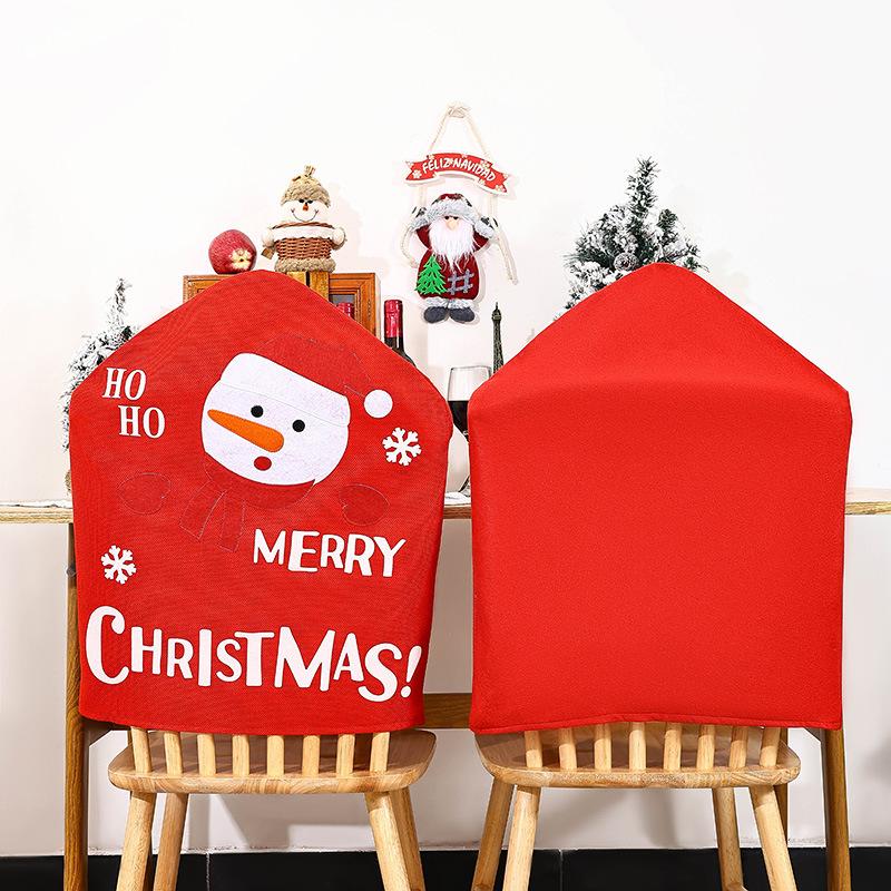 Christmas Decorations Cartoon Santa Claus Snowman Chair Cover Hoho Doll Chair Cover Dining Table Christmas Decoration