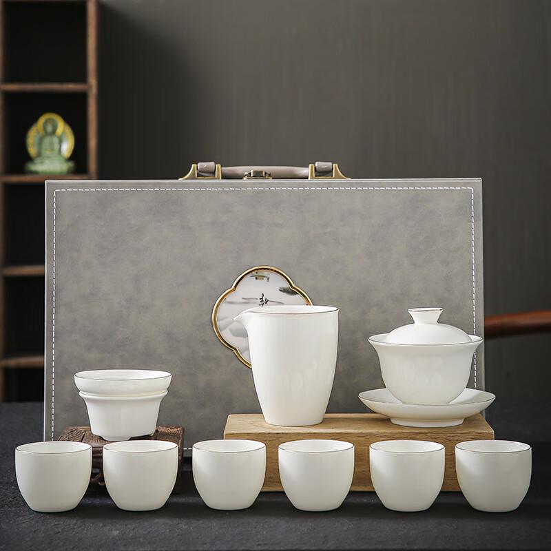 Mutton-Fat Jade Porcelain Kung Fu Tea Set