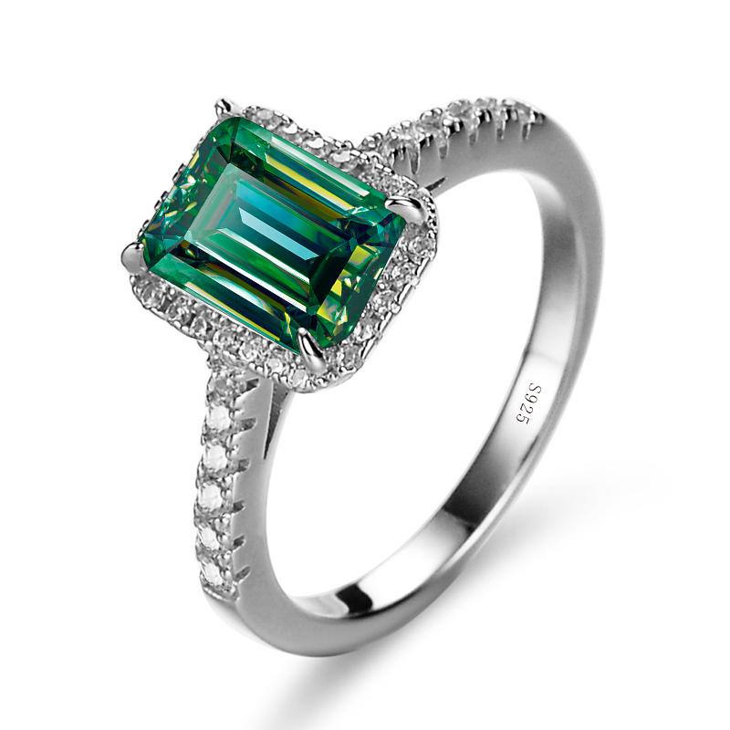 Bague Ringen 925 Sterling Silver Emerald Cut Moissanite Gemstone Wedding Engagement Diamonds Ring For Women Fine Jewelry Gifts