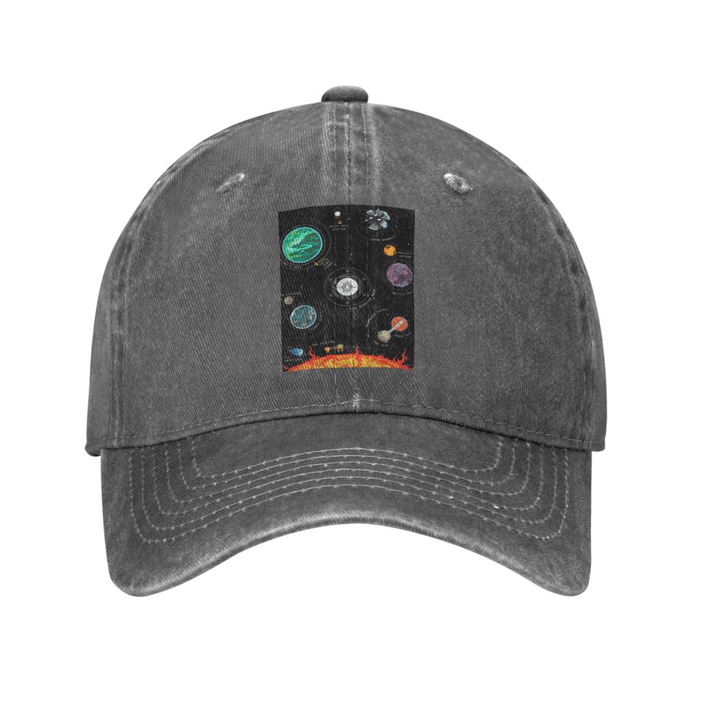 Outer Wilds System Baseballkappen Mode Gewaschene Denim-Hüte Kappe Streetwear Baseball-Cowboyhut für Unisex