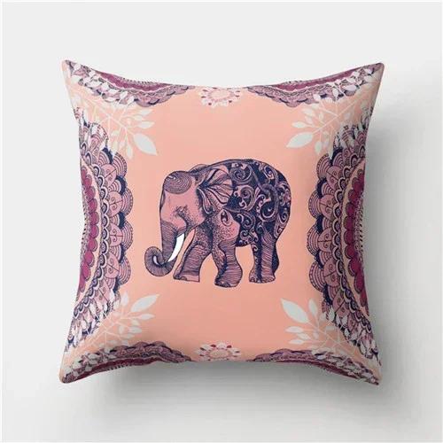 1 Pcs Cartoon Elephants Print Throw Pillow Cover Cushion Case Home Decoration