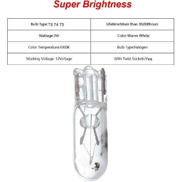 cciyu T5 17 86 206 White Halogen Light Bulb Instrument Cluster Gauge Dash Lamp 12V With Twist Lock Sockets ((Total of 20 Pcs))