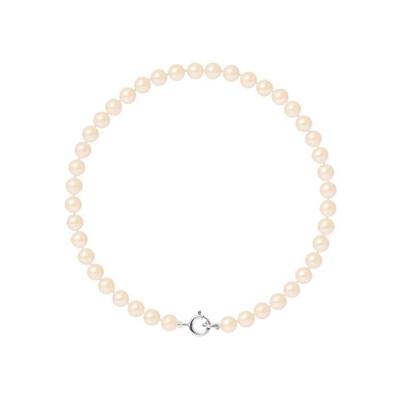 Bracelet - - Genuine Pink Freshwater Cultured Pearls 4-5 Mm - 925 Silver - 18 Cm