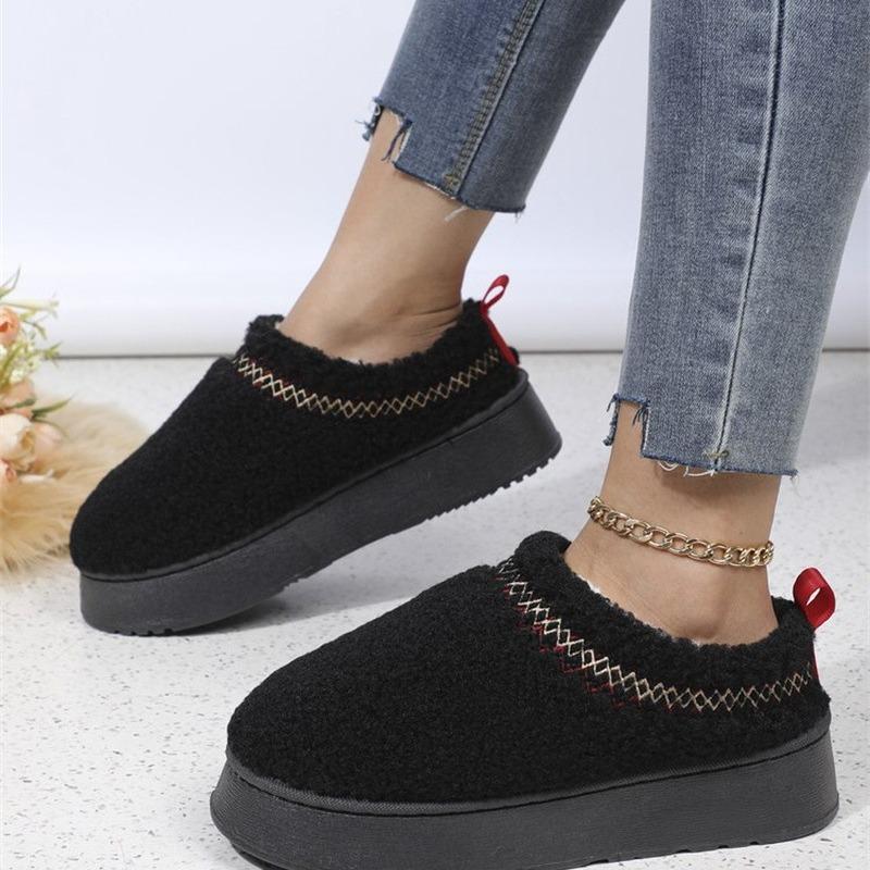 Thick-soled lamb wool snow shoes 22 autumn and winter new bag head wear velvet warm cotton shoes slippers