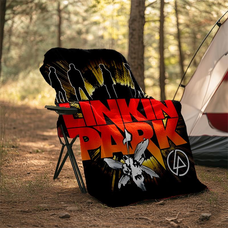 1pc Linkin Park1 Theme Blanket - Digital Print, Polyester, Cozy for All Seasons, Perfect for Outdoor, Camping, and Travel