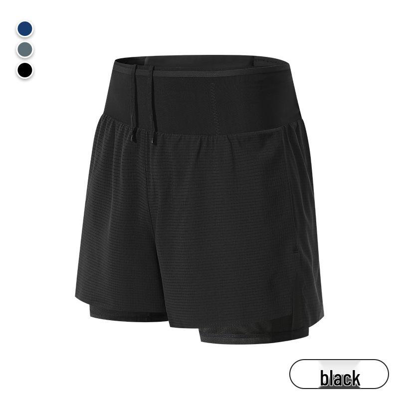 Men's Double-Layer Outdoor Multi-Pocket Fitness Shorts