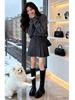 Women's High-Waist Wool Pleated Skirt - Autumn Winter Slim A-line, Anti-Exposure, Casual Short Skirt