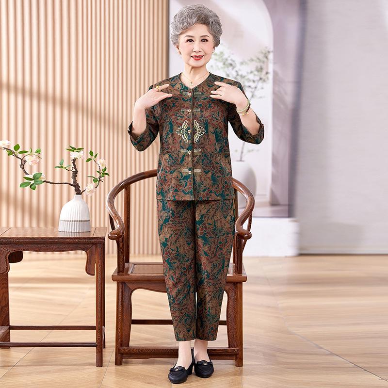 

2026 Summer Clothing for Moms & Seniors: Elegant Shirts, Stylish Cardigans & Grandma s Sets 2XL (suggested weight 100-115 kg) зелёный