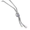 Korean Style Claw Chain Water Drop Crystal Long Sweater Necklace with Pearls