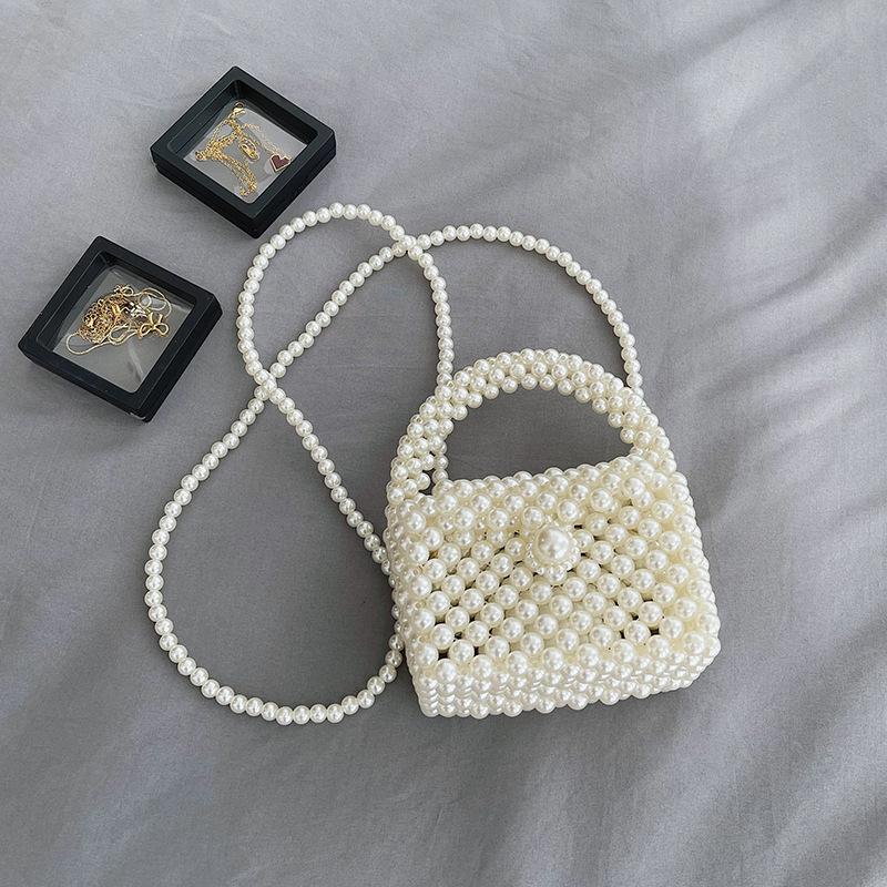 Fairy Bag New 2025 Summer Mori Girl Handbag Ins Shoulder Crossbody Pearl Woven Bag