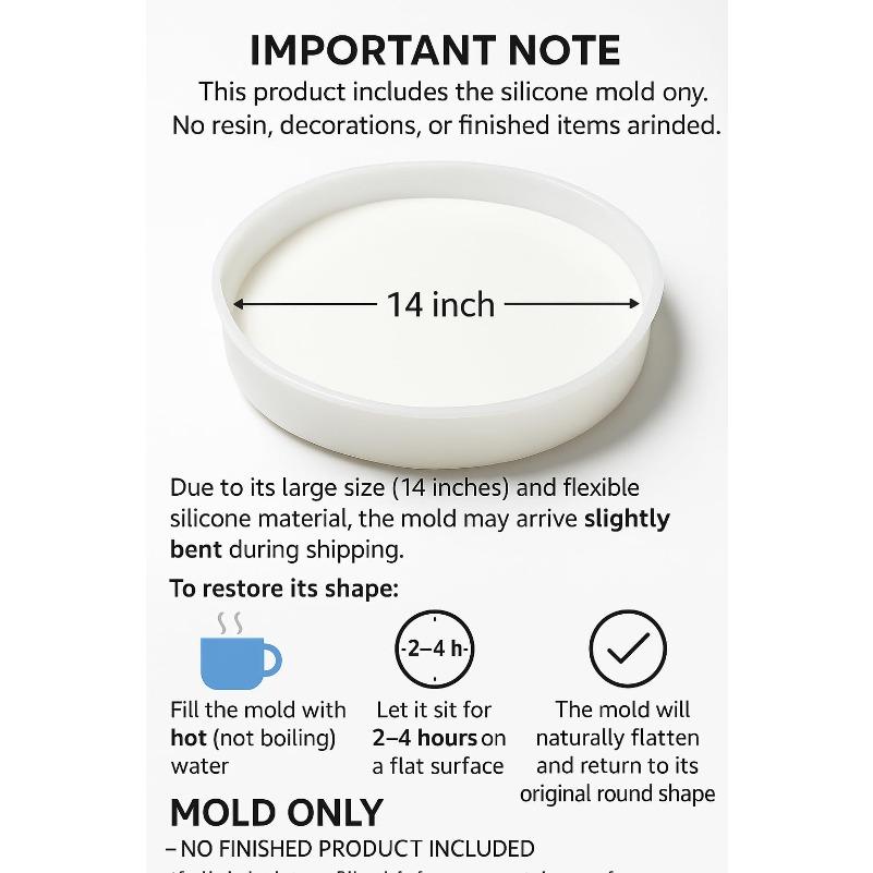 14" Round Silicone Resin Mold – Large Epoxy Casting Mold for River Tables, Stools & DIY Home Decor – Reusable Flexible Craft Mold