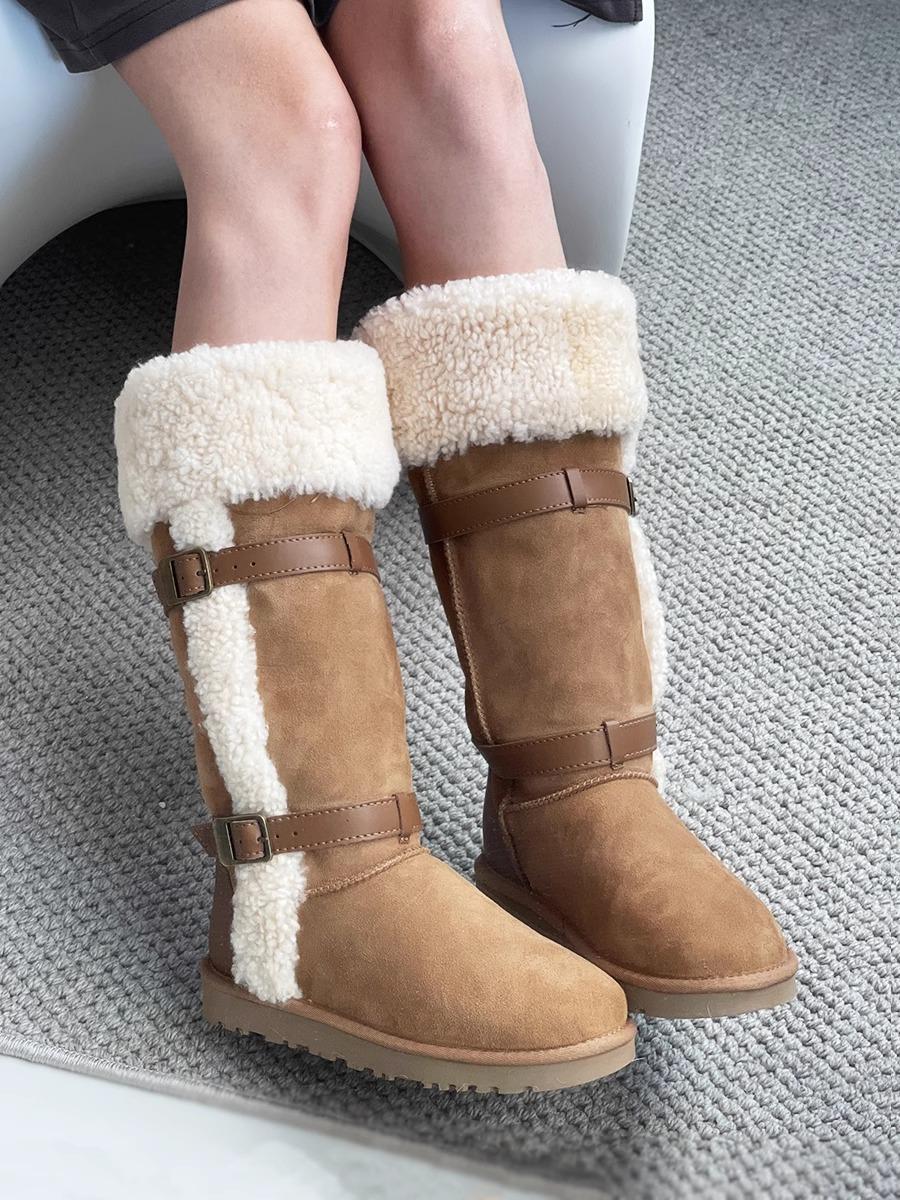 

Теплые меховые и меховые интегрированные зимние сапоги для женщин на зиму 2024 года, новые толстые и теплые высокие сапоги в стиле ретро для женщин 36