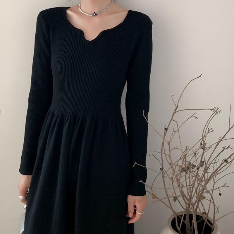 

YYFS Женская мода Повседневная Осень Зима Однотонный Принт Длинный Рукав V-образный Вырез Топы Женская Одежда Шерстяной Трикотаж Свитера Size: One Size чёрный