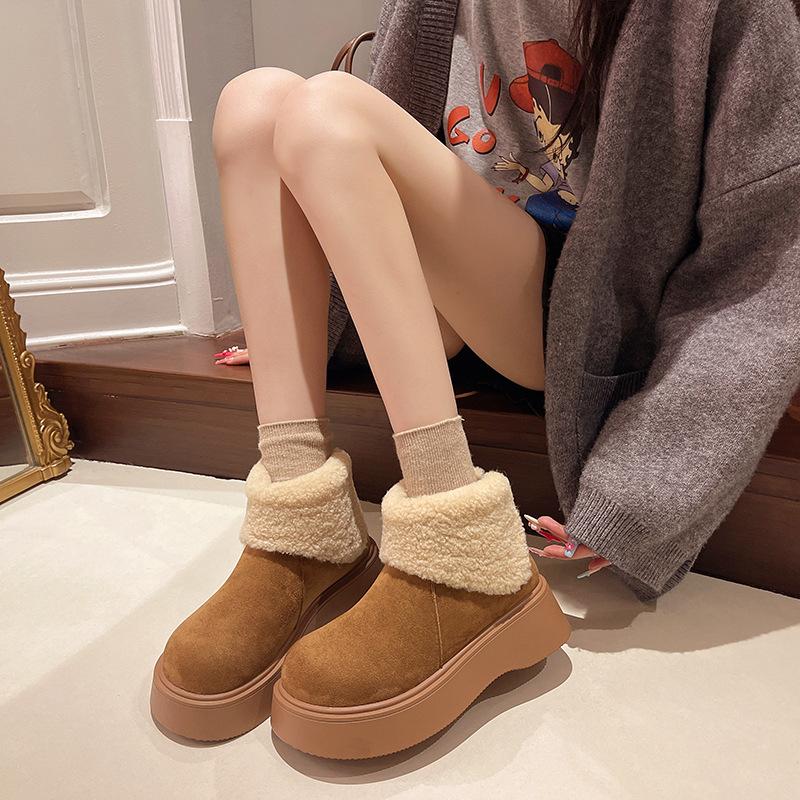

Star s same counter model, fluffed thick-soled heightening Martin boots for women s 2025 new retro velvet warm snow boots 40 верблюд