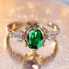 Cute Female Green Zircon Stone Ring Gold Color Wedding Jewelry Promise Engagement Rings For Women