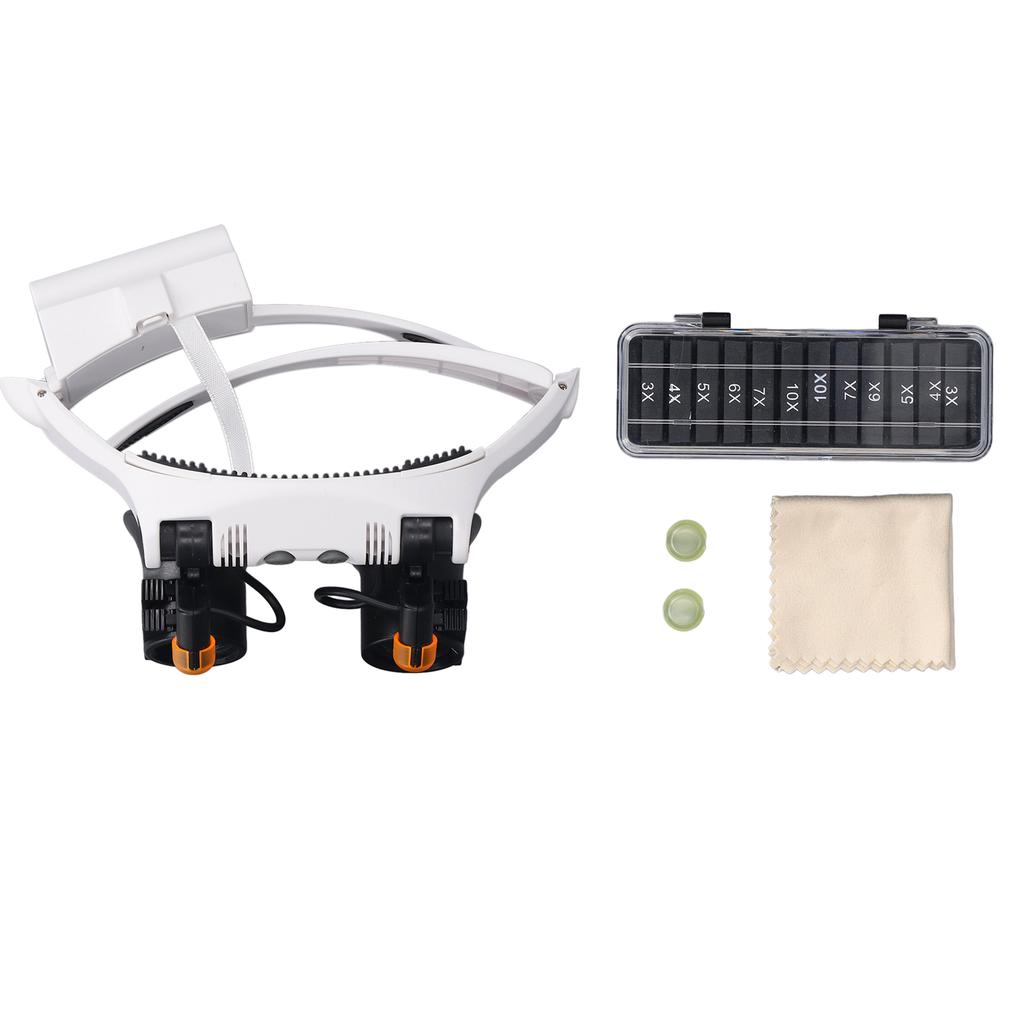 Huvudmonterad förstoringsglas med LED-ljus (kallt och varmt) 1,5X 3X 4X 5X 6X 7X 10X Förstoringsglas Kit för