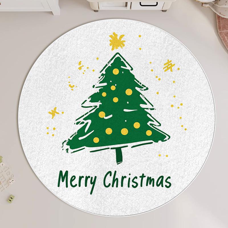 Christmas Round Carpet Atmosphere Washable Dirt Resistant Full Spread Sofa Coffee Table Blanket Christmas Tree Festive Decoration Mat