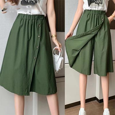 Danmo Fashion Summer Wide Leg Capris Women Short Pants High Elastic Bud Waist Shorts Skirts Female