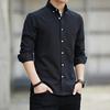 Camisa masculina de manga comprida, cor sólida, botão, cardigan, lapela, casual, camisa de primavera para trabalho