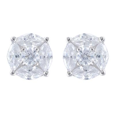 [R4810] - Silver 'Sissi' Earrings In Silver White (rhodium) - 8 Mm