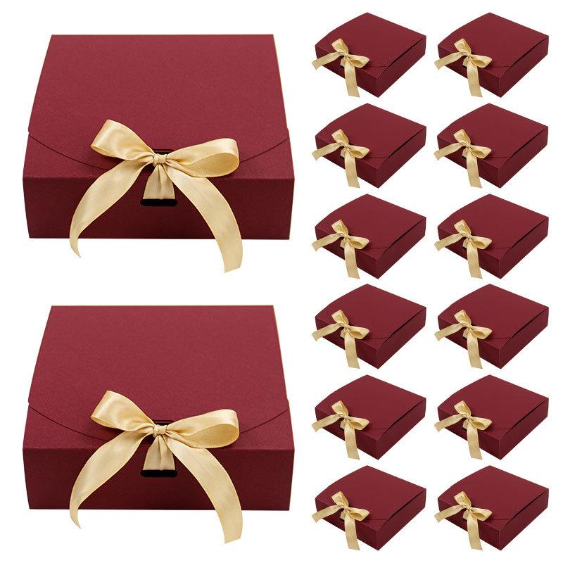 

Square Bow Candy Box, Creative Solid Color Wedding Gift Box, Happy Candy Box, Party Packaging Box.