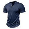 Camisetas Masculinas Manga Curta Gola Redonda Botões Camiseta Henley Verão Ajuste Slim Diário Roupa Masculina Casual Feriado Roupa Exterior