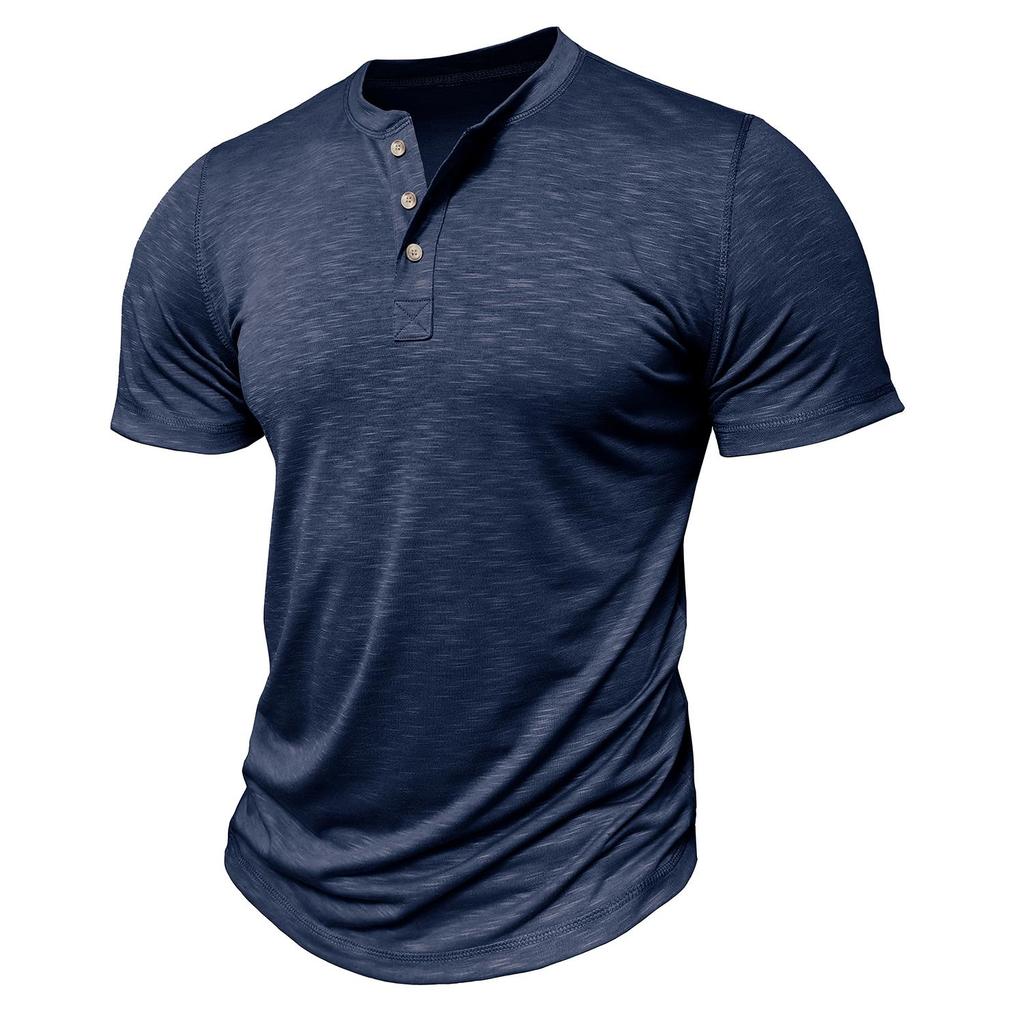 Camisetas Masculinas Manga Curta Gola Redonda Botões Camiseta Henley Verão Ajuste Slim Diário Roupa Masculina Casual Feriado Roupa Exterior