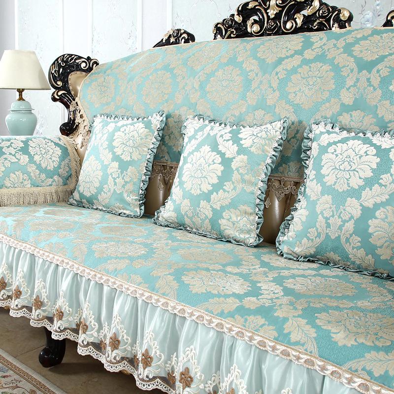 

European Sofa Cushion Combination Leather Sofa Non-Slip Seat Cushion Universal In All Seasons, Princess All-Inclusive Backrest Towel Armrest Cushion 90*90cm