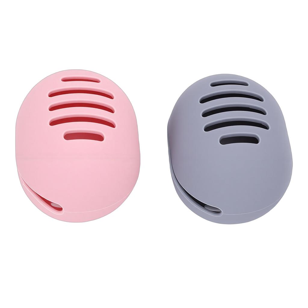 Makeup Sponge Holder Shatterproof Silicone Beauty Make Up Blender Case for Travel Gray Pink 2 PCS