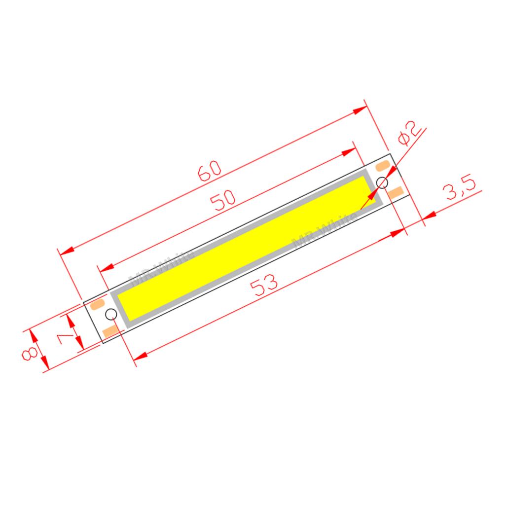 3V 3.7V DC 60mm 8mm LED COB Strip 1W 3W Warm Cold White Blue Red COB LED Light Source for DIY Bicycle Work Lamp KTY