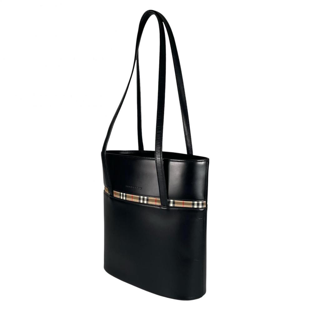 BURBERRY Nova Check Handbag black Women used