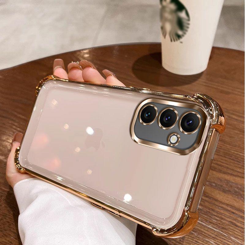 

Прозрачный противоударный силиконовый чехол с гальваническим покрытием для Samsung Galaxy A16 A26 A36 A56 A06 A15 A25 A35 A55 A14 A24 A34 A54 4G 5G A24 4G золотой