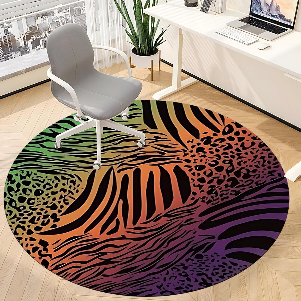 1pc Zebra Print Animal Office Round Area Rug, Indoor Mat Suitable ForOffice, Under Office Chairs Bedroom Living Room Home Decor, Room Decot265