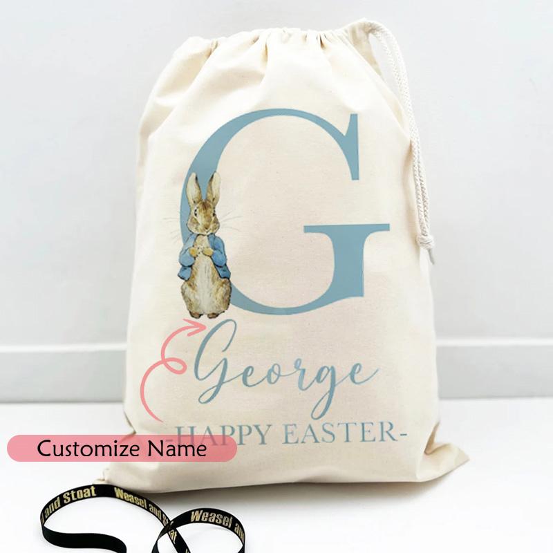 

Personalised Initial Name Pink Blue Easter Bunny Rabbit Gift Bag Happy Easter Party Decoration Kid Boy Girl Egg Hunt Gift Bucket 30x40cm&tell us the name