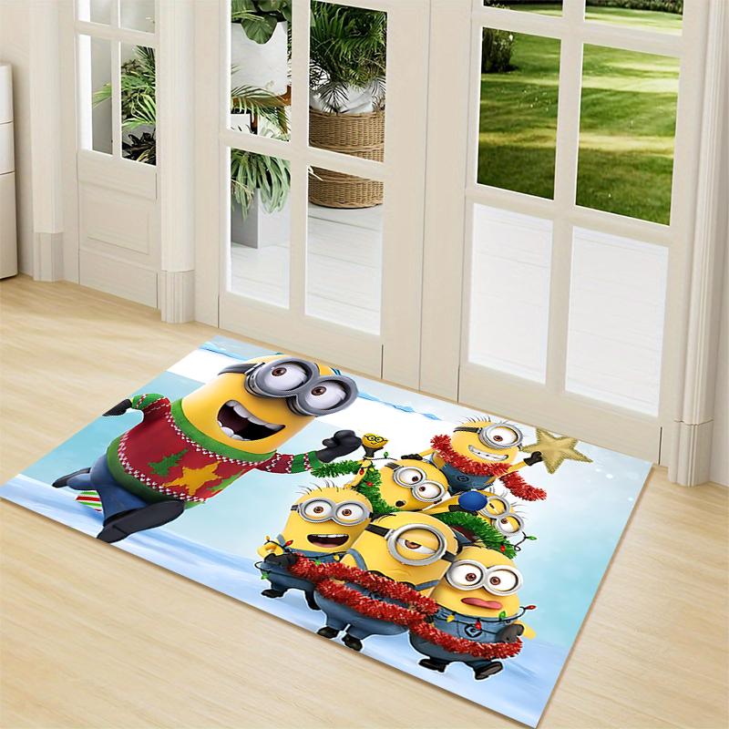 1Pc Christmas Minion Celebration Carpet Rug Soft Washable Antislip Home Living Room Sofa Mats Personalized Christmas Rug