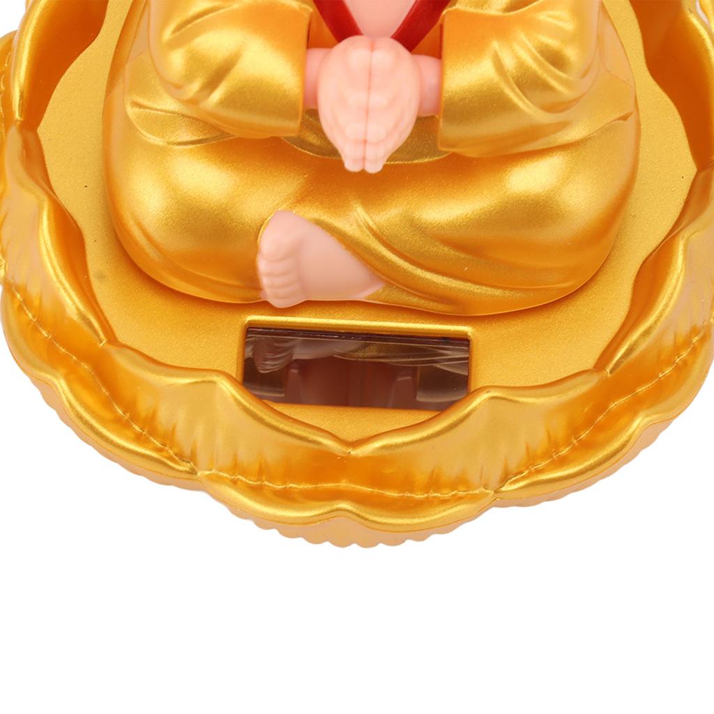 Small Monk Ornaments Cute Monk Car Interior Display Decoration Light Energy Sensing Decorations for Car Dashboard Home