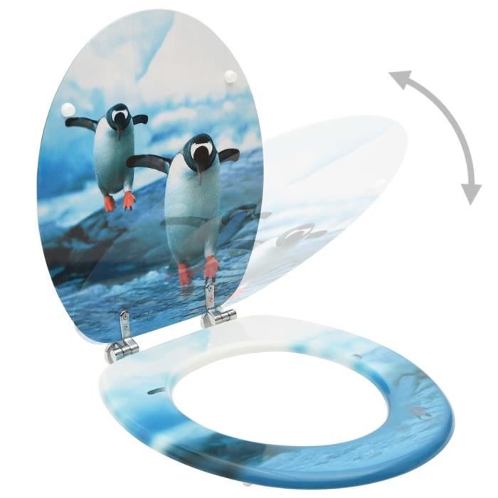 VidaXL Siège de toilette avec couvercle MDF Design de pingouin